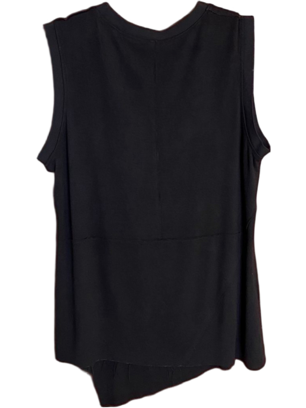 Elie Tahari Womens Black Asymmetrical Raw Edge Sleeveless Knit Top Large - Picture 2 of 6